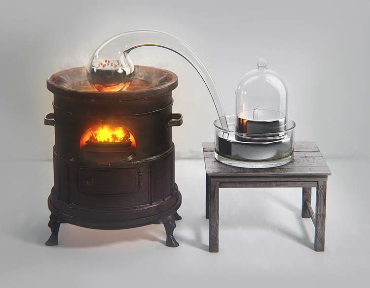 拉瓦锡水银氧化实验装置(Lavoisier's Apparatus for Studying Mercury Oxidation in Closed Environment)