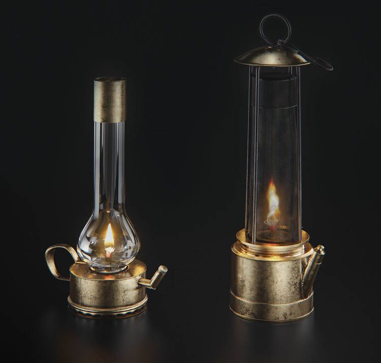 戴维安全灯(Davy's Safety Lamps)，1816(左)/1818(右)