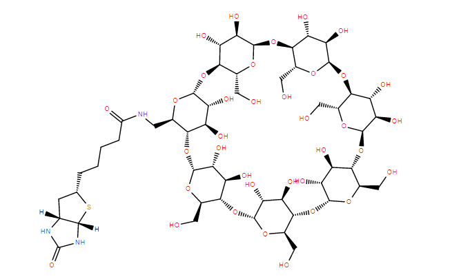 B-CD,mono-6-biotin-amino-6-deoxy-β-cyclodextrin,生物素-环糊精,单-6-生物素-氨基-6-脱氧-β-环糊精,生物素-单氨基-β-环糊精,BCD,Bio-β-CD图片