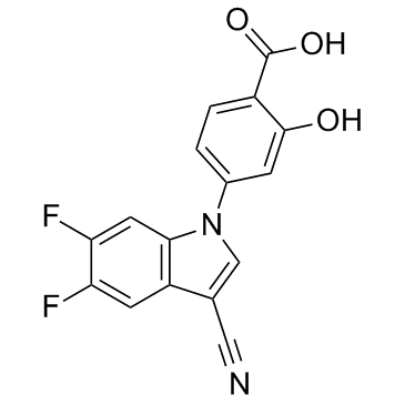 Xanthine oxidase-IN-1(4-(3-Cyano-5,6-difluoroindol-1-yl)-2-hydroxybenzoic acid)图片