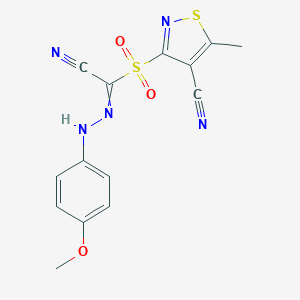 3-{[Cyano-2-(4-methoxyphenyl)carbohydrazonoyl]sulfonyl}-5-methyl-4-isothiazolecarbonitrile图片