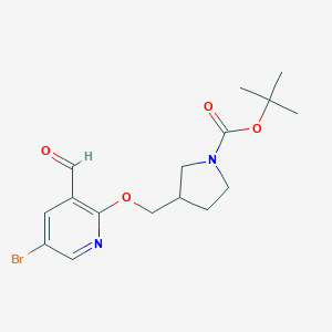 tert-Butyl 3-((5-Bromo-3-formylpyridin-2-yloxy)methyl)pyrrolidine-1-carboxylate图片