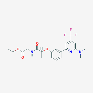 {2-[3-(6-Dimethylamino-4-trifluoromethyl-pyridin-2-yl)-phenoxy]-propionylamino}-acetic acid ethyl ester图片