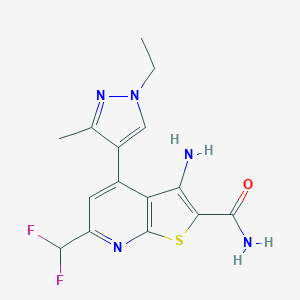 3-Amino-6-difluoromethyl-4-(1-ethyl-3-methyl-1 H-pyrazol-4-yl)-thieno[2,3-b ]pyridine-2-carboxylic acid amide图片