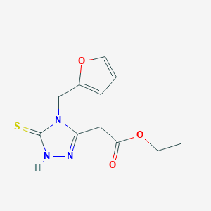 Ethyl 2-[4-(Furan-2-ylmethyl)-5-sulfanyl-4H-1,2,4-triazol-3-yl]acetate图片