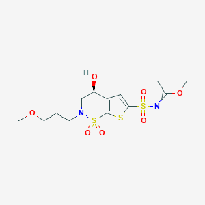 (S,E)-Methyl N-(4-hydroxy-2-(3-methoxypropyl)-1,1-dioxido-3,4-dihydro-2H-thieno[3,2-e][1,2]thiazin-6-yl)sulfonylacetimidate图片