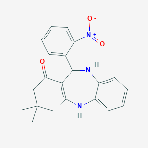 3,3-dimethyl-11-(2-nitrophenyl)-2,3,4,5,10,11-hexahydro-1H-dibenzo[b,e][1,4]diazepin-1-one图片