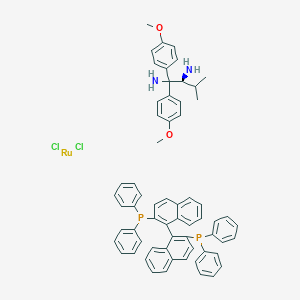 二氯[(S)-(-)-2,2'-双(二苯基膦基)-1,1'-联萘基][(2S)-(+)-1,1-双(4-甲氧基苯基)-3-甲基-1,2-丁二胺]钌(II)二氯甲烷图片