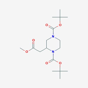 Di-tert-butyl 2-(2-methoxy-2-oxoethyl)piperazine-1,4-dicarboxylate图片