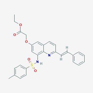 Ethyl 2-(2-[(E)-2-Phenyl-1-ethenyl]-6-quinolyloxy-8-p-toluenesulfonamido)acetate图片