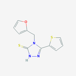 4-(Furan-2-ylmethyl)-5-(thiophen-2-yl)-4H-1,2,4-triazole-3-thiol图片