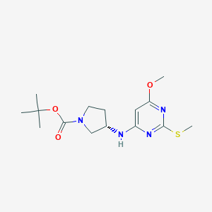 (S)-3-(6-Methoxy-2-methylsulfanyl-pyrimidin-4-ylamino)-pyrrolidine-1-carboxylic acid tert-butyl ester图片
