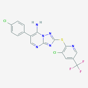 6-(4-Chlorophenyl)-2-{[3-chloro-5-(trifluoromethyl)-2-pyridinyl]sulfanyl}[1,2,4]triazolo[1,5-a]pyrimidin-7-amine图片