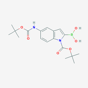 (1-(tert-Butoxycarbonyl)-5-((tert-butoxycarbonyl)amino)-1H-indol-2-yl)boronic acid图片