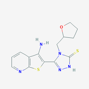 5-(3-aminothieno[2,3-b]pyridin-2-yl)-4-(tetrahydrofuran-2-ylmethyl)-4H-1,2,4-triazole-3-thiol图片