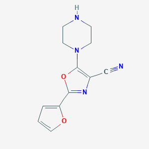 2-(Furan-2-yl)-5-(piperazin-1-yl)-1,3-oxazole-4-carbonitrile图片