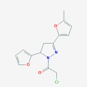 2-Chloro-1-[5-(Furan-2-Yl)-3-(5-Methylfuran-2-Yl)-4,5-Dihydro-1h-Pyrazol-1-Yl]Ethan-1-One图片