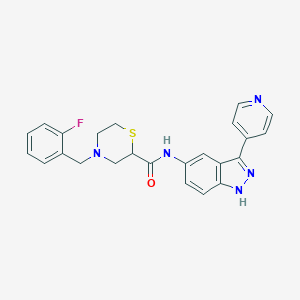 4-[(2-Fluorophenyl)methyl]-N-[3-(4-pyridinyl)-1H-indazol-5-yl]-2-thiomorpholinecarboxamide图片