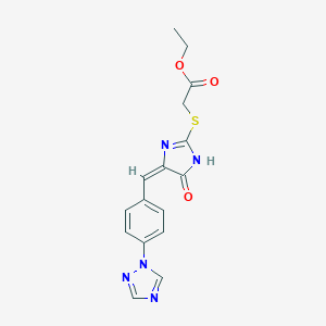 Ethyl 2-[(5-oxo-4-{(E)-[4-(1H-1,2,4-triazol-1-yl)phenyl]methylidene}-4,5-dihydro-1H-imidazol-2-yl)sulfanyl]acetate图片