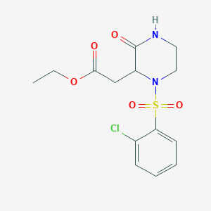 ethyl 2-{1-[(2-chlorophenyl)sulfonyl]-3-oxo-2-piperazinyl}acetate图片