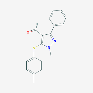 1-Methyl-5-[(4-methylphenyl)sulfanyl]-3-phenyl-1H-pyrazole-4-carbaldehyde图片