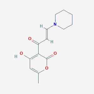 (E)-3-((E)-1-Hydroxy-3-(piperidin-1-yl)allylidene)-6-methyl-2H-pyran-2,4(3H)-dione图片