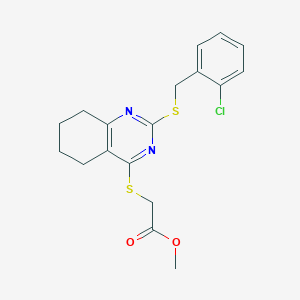 Methyl 2-({2-[(2-chlorobenzyl)sulfanyl]-5,6,7,8-tetrahydro-4-quinazolinyl}sulfanyl)acetate图片
