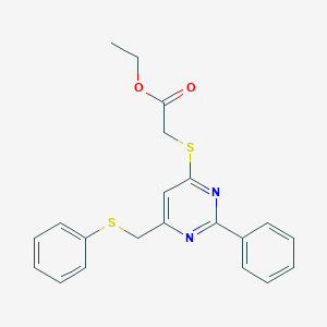 Ethyl 2-({2-phenyl-6-[(phenylsulfanyl)methyl]-4-pyrimidinyl}sulfanyl)acetate图片