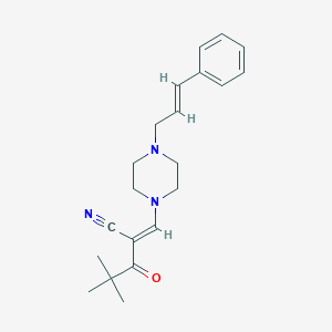(E)-2-(2,2-Dimethylpropanoyl)-3-{4-[(E)-3-phenyl-2-propenyl]piperazino}-2-propenenitrile图片