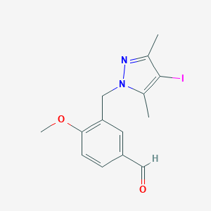 3-[(4-Iodo-3,5-dimethyl-1H-pyrazol-1-yl)methyl]-4-methoxybenzaldehyde图片