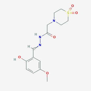 2-(1,1-dioxo-1lambda~6~,4-thiazinan-4-yl)-N'-[(E)-(2-hydroxy-5-methoxyphenyl)methylidene]acetohydrazide图片