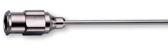 Laboratory pipetting needle with 90° blunt ends