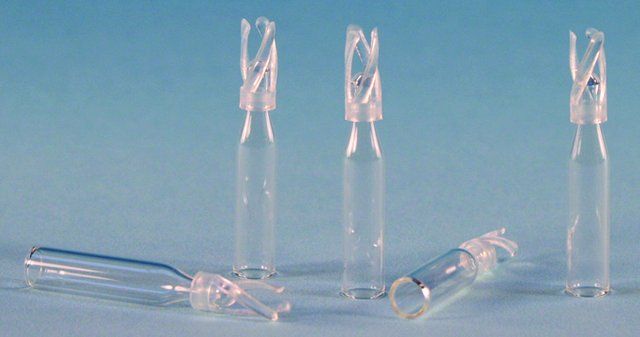 Certified glass inserts for 12 x 32 mm, large opening vials