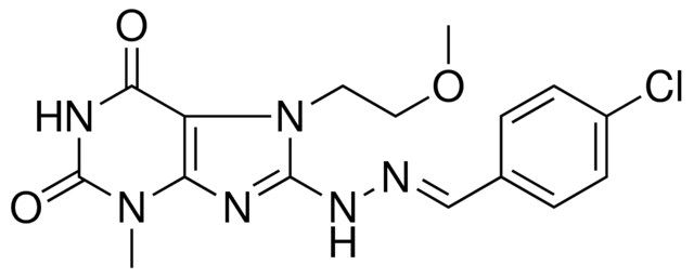 8-(N'-(4-CL-BENZYLIDENE)-HYDRAZINO)-7-(2-MEO-ET)-3-ME-3,7-2H-PURINE-2,6-DIONE