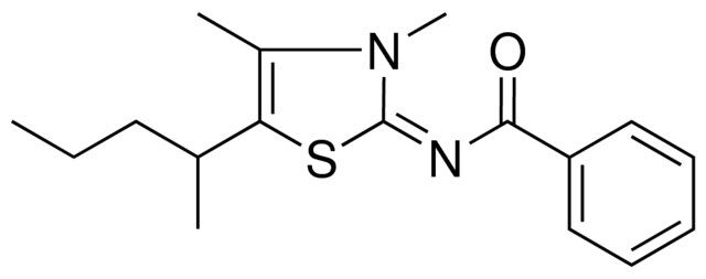 N-(3,4-DIMETHYL-5-(1-METHYL-BUTYL)-3H-THIAZOL-2-YLIDENE)-BENZAMIDE
