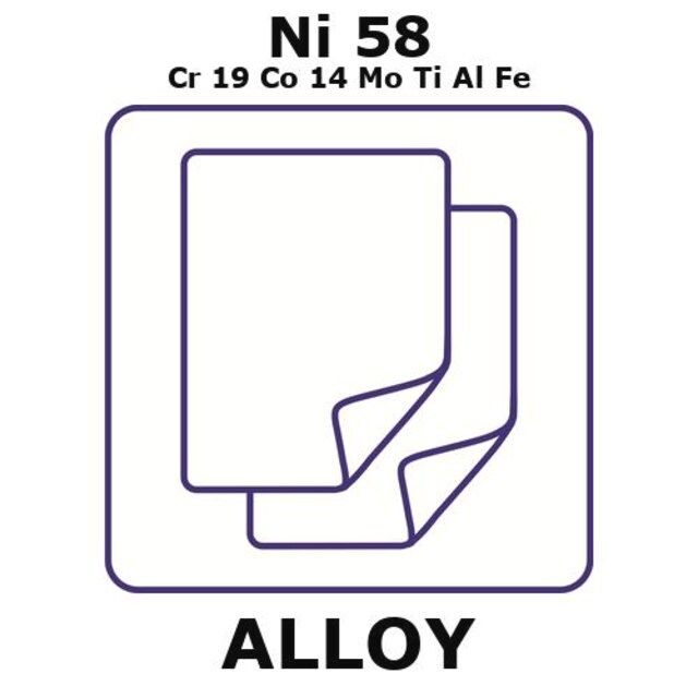 Waspaloy-heat resisting alloy, Ni58Cr19Co14MoTiAlFe