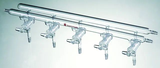 Synthware<sup>TM</sup> all-glass vacuum/inert gas manifold with solid high vacuum stopcocks
