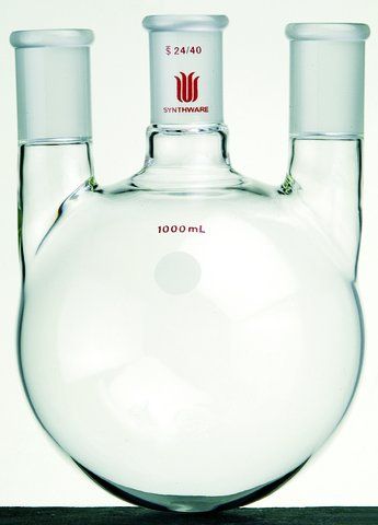 Synthware<sup>TM</sup> three neck round bottom flask with vertical side necks