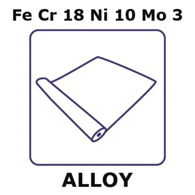 Stainless Steel-AISI 316L alloy, FeCr18Ni10Mo3