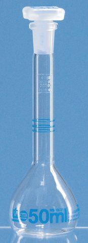 BRAND<sup>®</sup> volumetric flasks with 3 marks, DAkkS-calibrated, BLAUBRAND<sup>®</sup>