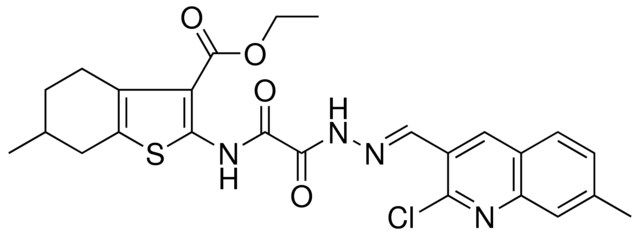 ETHYL 2-{[{(2E)-2-[(2-CHLORO-7-METHYL-3-QUINOLINYL)METHYLENE]HYDRAZINO}(OXO)ACETYL]AMINO}-6-METHYL-4,5,6,7-TETRAHYDRO-1-BENZOTHIOPHENE-3-CARBOXYLATE