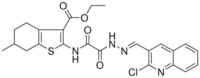 ETHYL 2-{[{(2E)-2-[(2-CHLORO-3-QUINOLINYL)METHYLENE]HYDRAZINO}(OXO)ACETYL]AMINO}-6-METHYL-4,5,6,7-TETRAHYDRO-1-BENZOTHIOPHENE-3-CARBOXYLATE