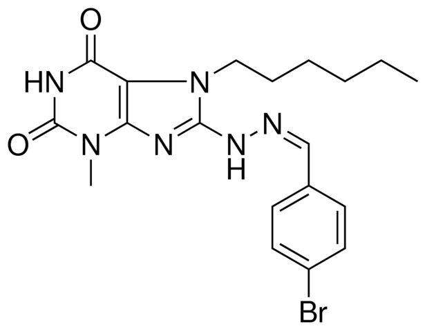 8-(N'-(4-BR-BENZYLIDENE)-HYDRAZINO)-7-HEXYL-3-ME-3,7-DIHYDRO-PURINE-2,6-DIONE