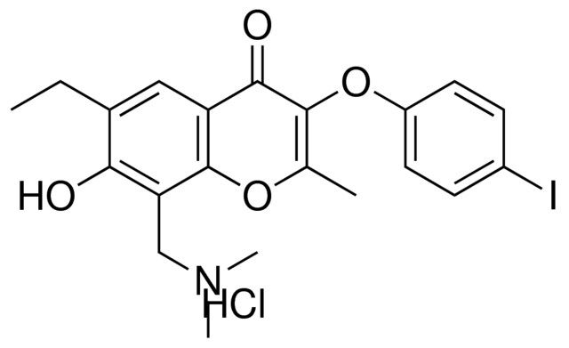 8-DIMETHYLAMINOMETHYL-6-ET-7-HO-3-(4-I-PHENOXY)2-ME-CHROMEN-4-ONE, HYDROCHLORIDE