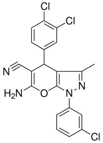 6-AMINO-1-(3-CHLOROPHENYL)-4-(3,4-DICHLOROPHENYL)-3-METHYL-1,4-DIHYDROPYRANO[2,3-C]PYRAZOLE-5-CARBONITRILE