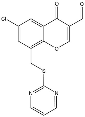 6-Chloro-4-oxo-8-(pyrimidin-2-ylsulfanylmethyl)-4<i>H</i>-chromene-3-carbaldehyde