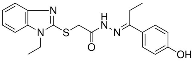 2-[(1-ETHYL-1H-BENZIMIDAZOL-2-YL)SULFANYL]-N'-[(E)-1-(4-HYDROXYPHENYL)PROPYLIDENE]ACETOHYDRAZIDE