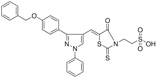 2-[(5Z)-5-({3-[4-(BENZYLOXY)PHENYL]-1-PHENYL-1H-PYRAZOL-4-YL}METHYLENE)-4-OXO-2-THIOXO-1,3-THIAZOLIDIN-3-YL]ETHANESULFONIC ACID