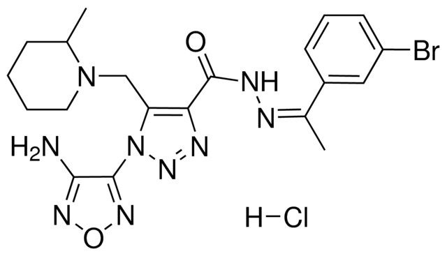 1-(4-AMINO-1,2,5-OXADIAZOL-3-YL)-N'-[(Z)-1-(3-BROMOPHENYL)ETHYLIDENE]-5-[(2-METHYL-1-PIPERIDINYL)METHYL]-1H-1,2,3-TRIAZOLE-4-CARBOHYDRAZIDE HYDROCHLORIDE