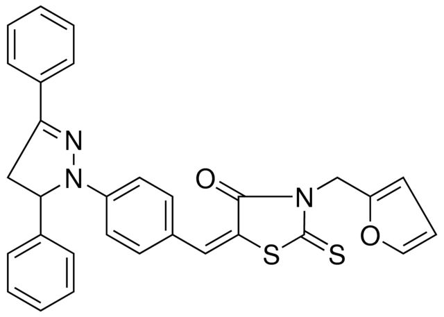 (5E)-5-[4-(3,5-DIPHENYL-4,5-DIHYDRO-1H-PYRAZOL-1-YL)BENZYLIDENE]-3-(2-FURYLMETHYL)-2-THIOXO-1,3-THIAZOLIDIN-4-ONE